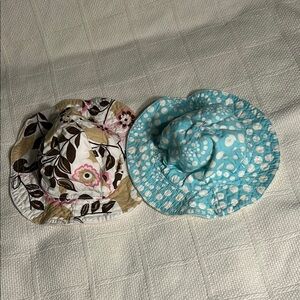 Floral and Polka Dot Kids Terry Lined Sun Hats